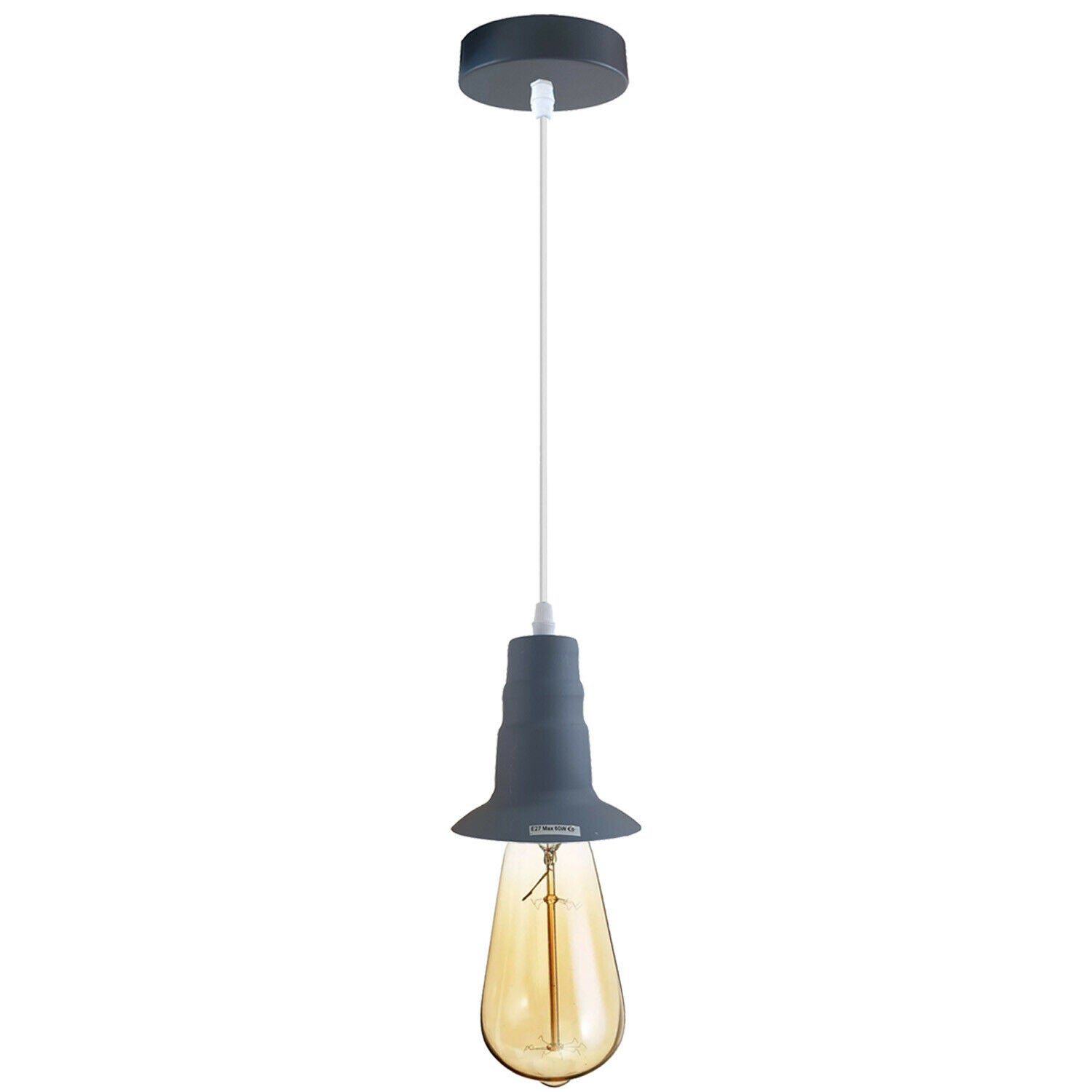 Grey Ceiling Light Fitting Industrial Pendant Lamp Bulb Holder