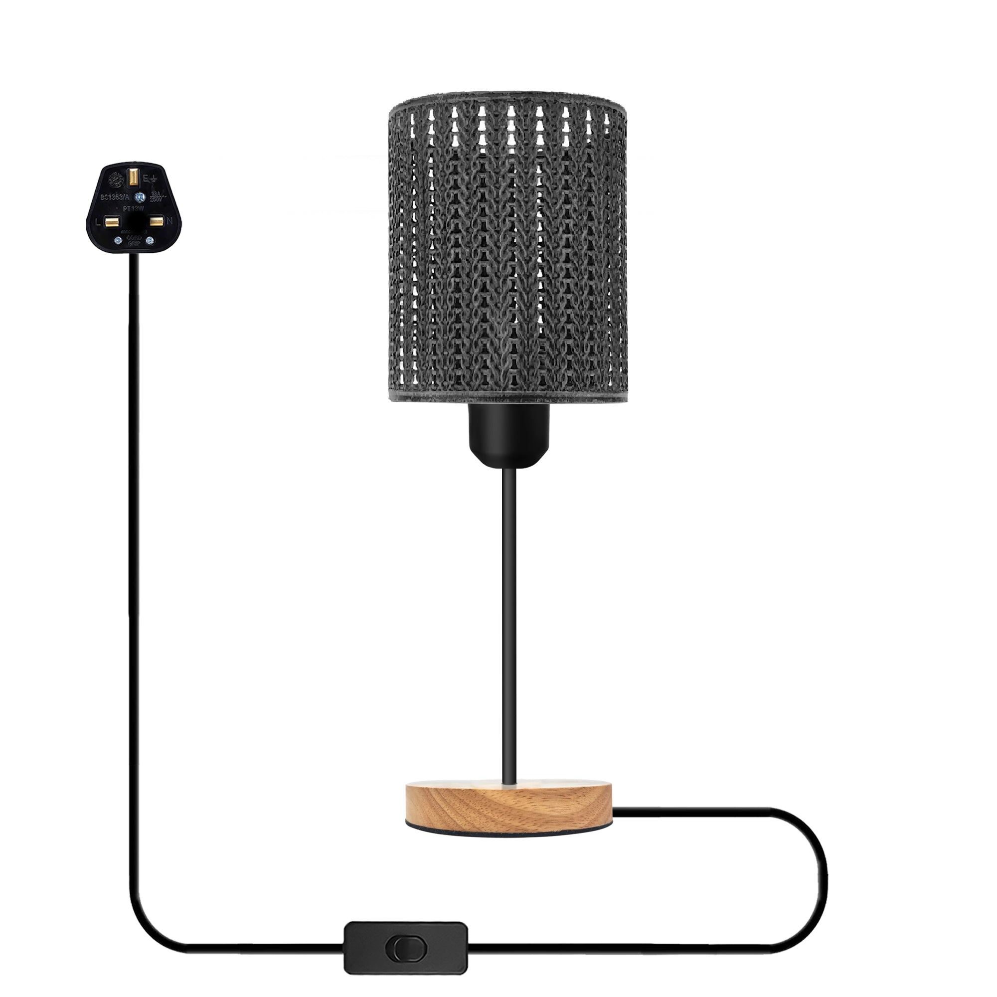 LEDSone Plugin Black Table Lamps for Bedside Tables