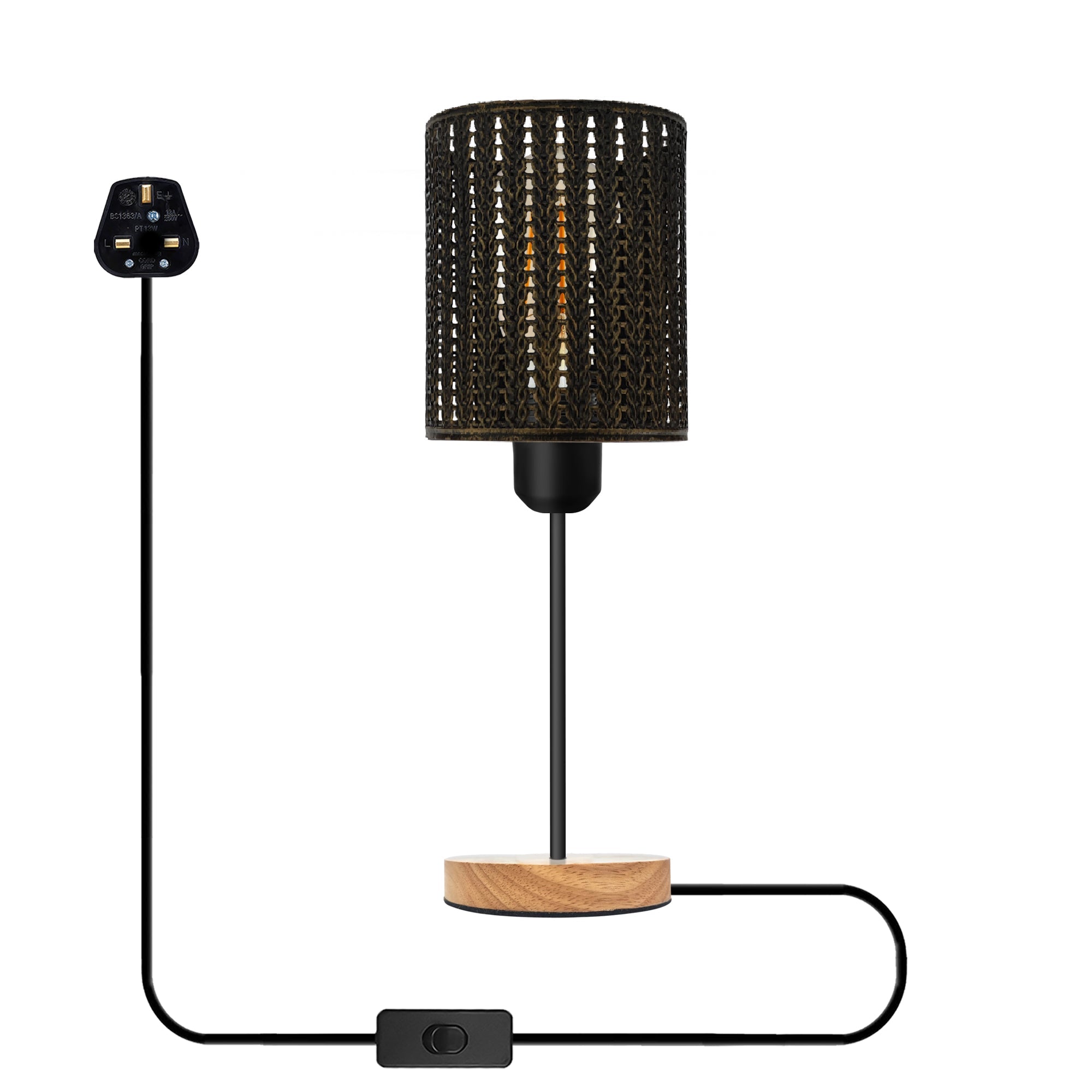 LEDSone Plugin Black Table Lamps for Bedside Tables