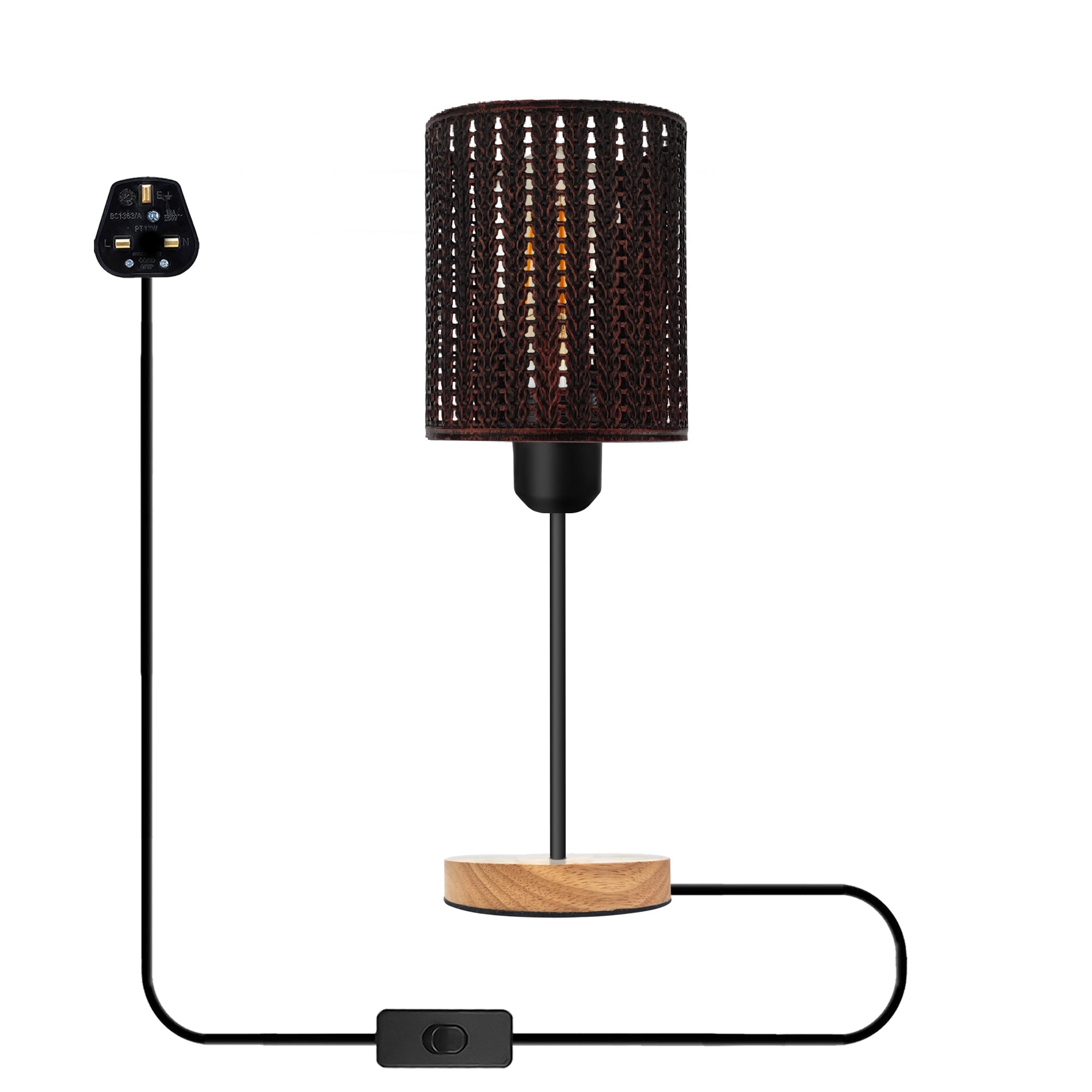 LEDSone Plugin Black Table Lamps for Bedside Tables