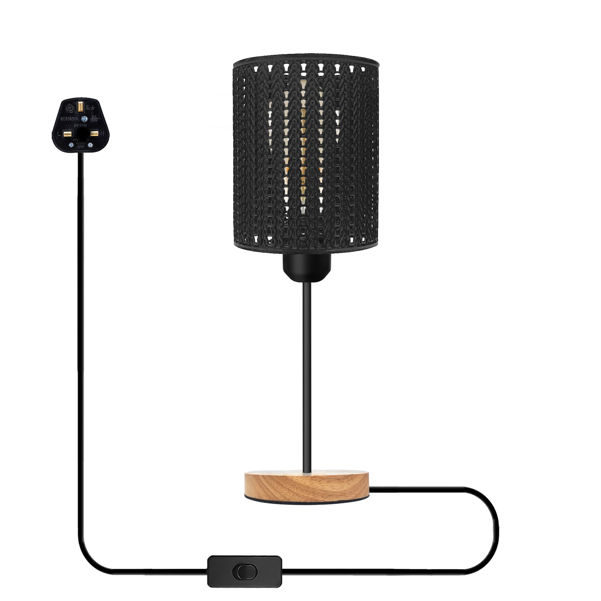 LEDSone Plugin Black Table Lamps for Bedside Tables