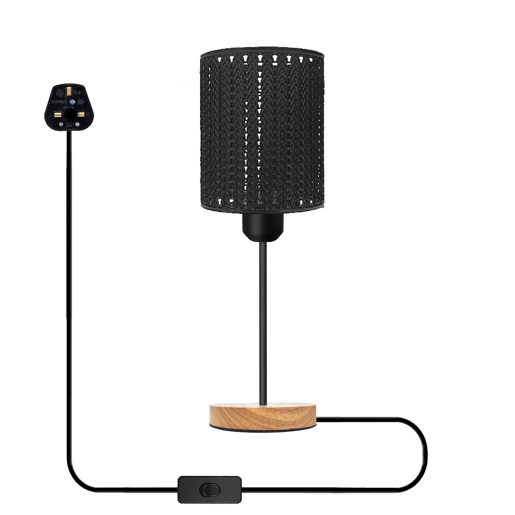 LEDSone Plugin Black Table Lamps for Bedside Tables