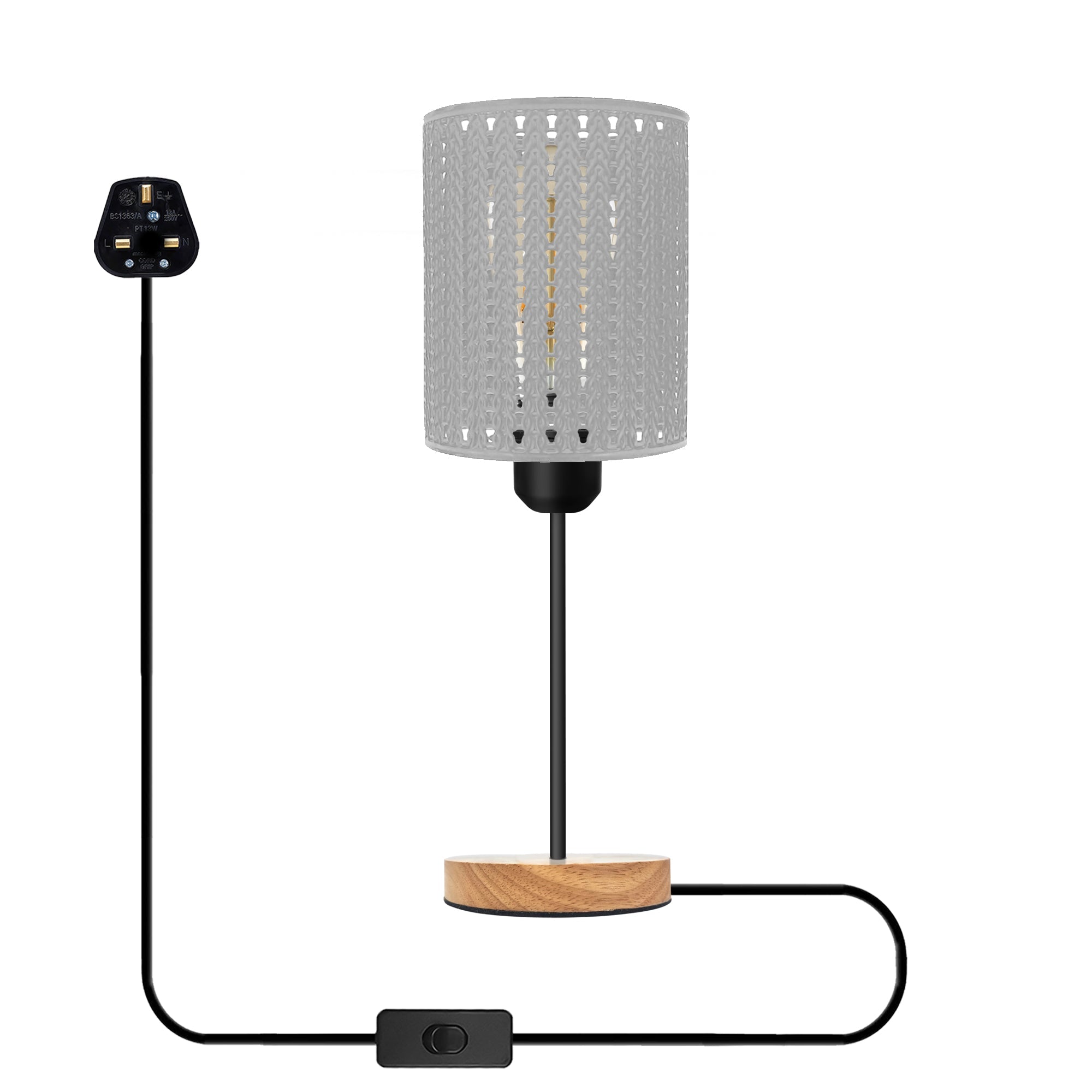 LEDSone Plugin Black Table Lamps for Bedside Tables