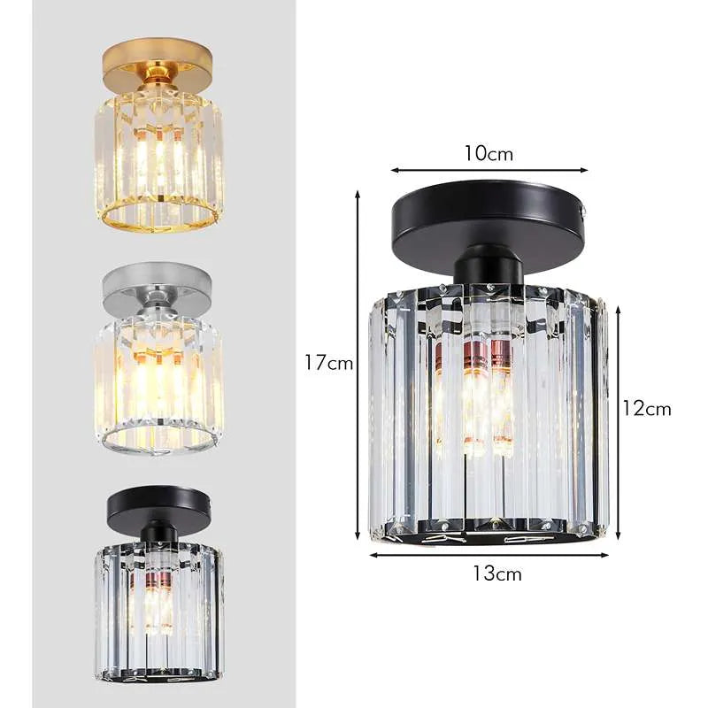 Crystal Semi Flush E27 Ceiling Light Fixture Round Fitting Chandelier Lamp