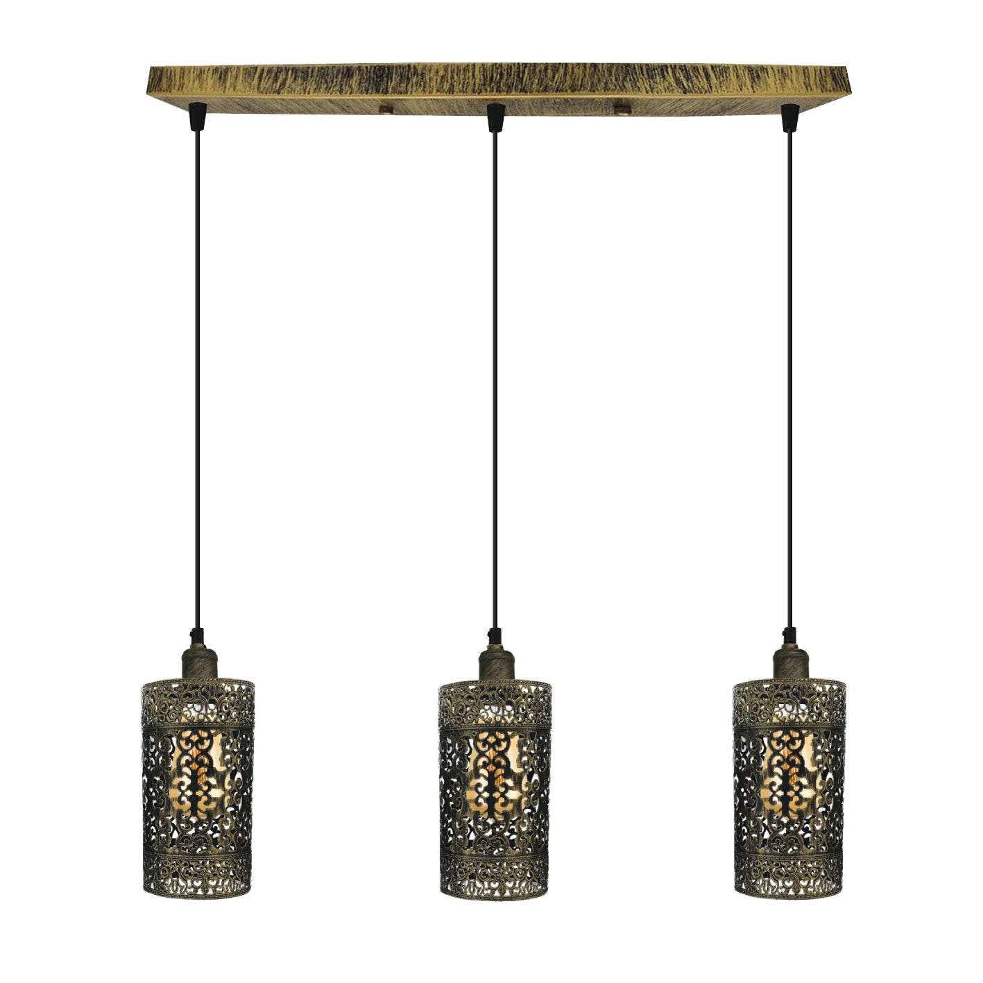 Industrial vintage Retro 3 way Rectangle Drum Cylinder Black cage pendant~4012