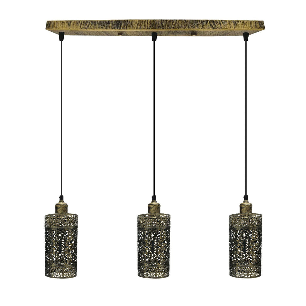 Industrial vintage Retro 3 way Rectangle Drum Cylinder Black cage pendant~4012