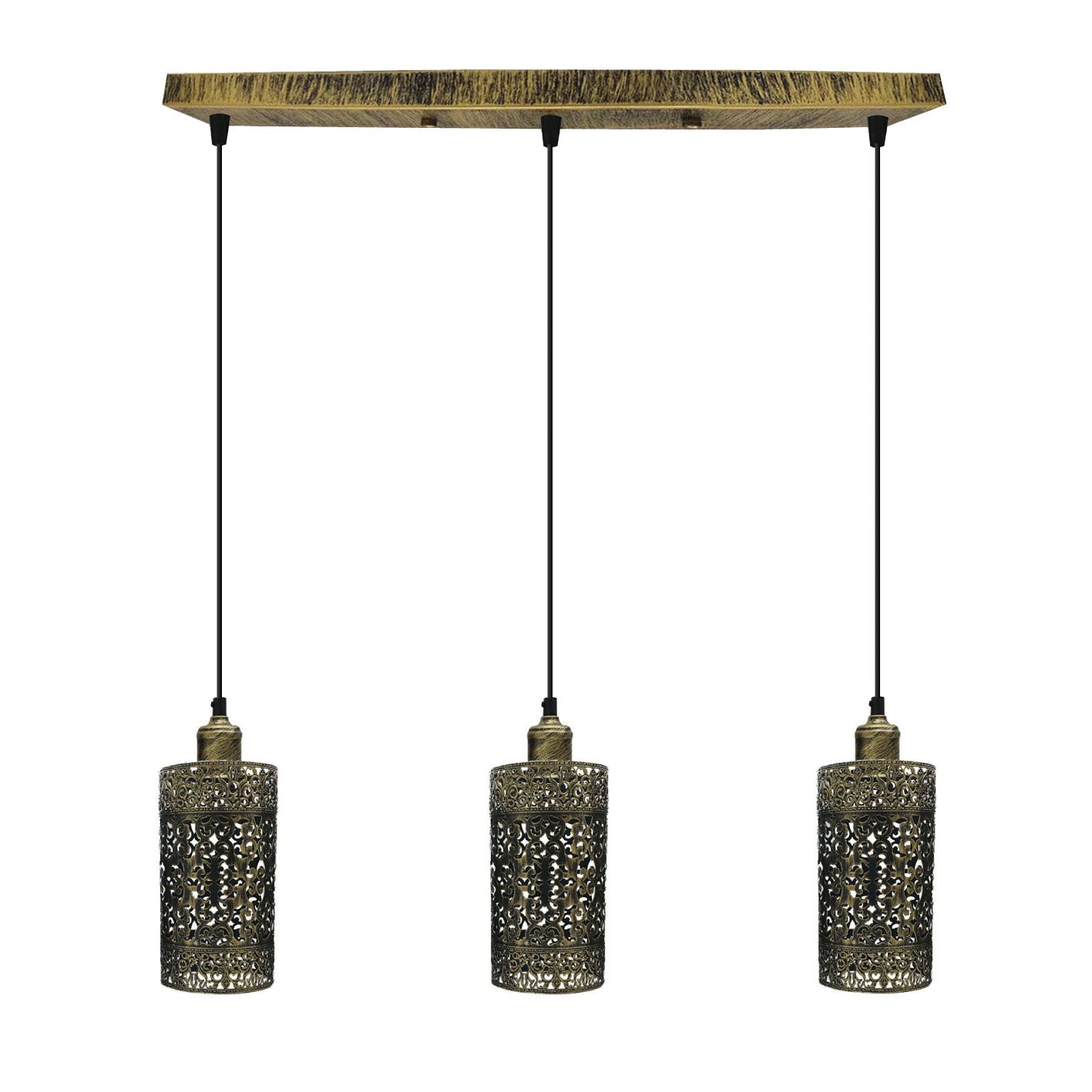 Industrial vintage Retro 3 way Rectangle Drum Cylinder Black cage pendant~4012