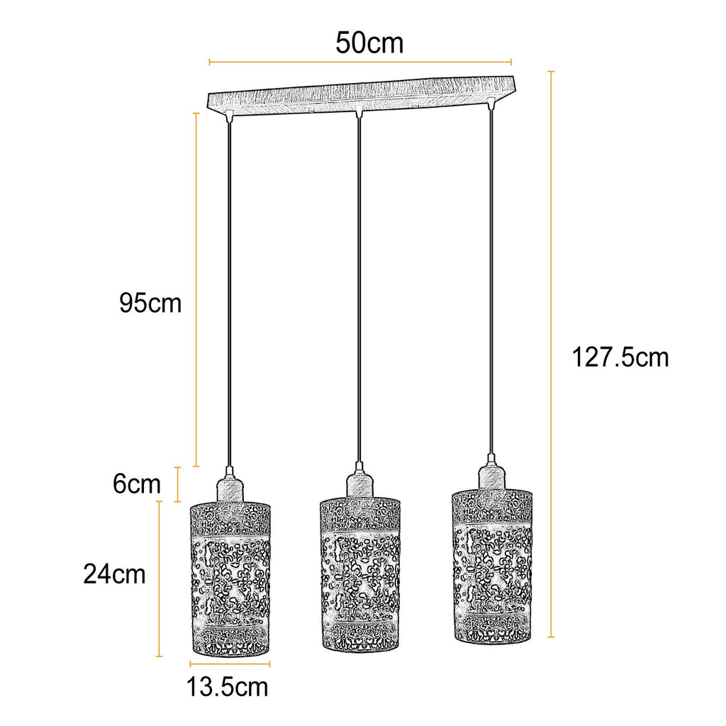 Industrial vintage Retro 3 way Rectangle Drum Cylinder Black cage pendant~4012