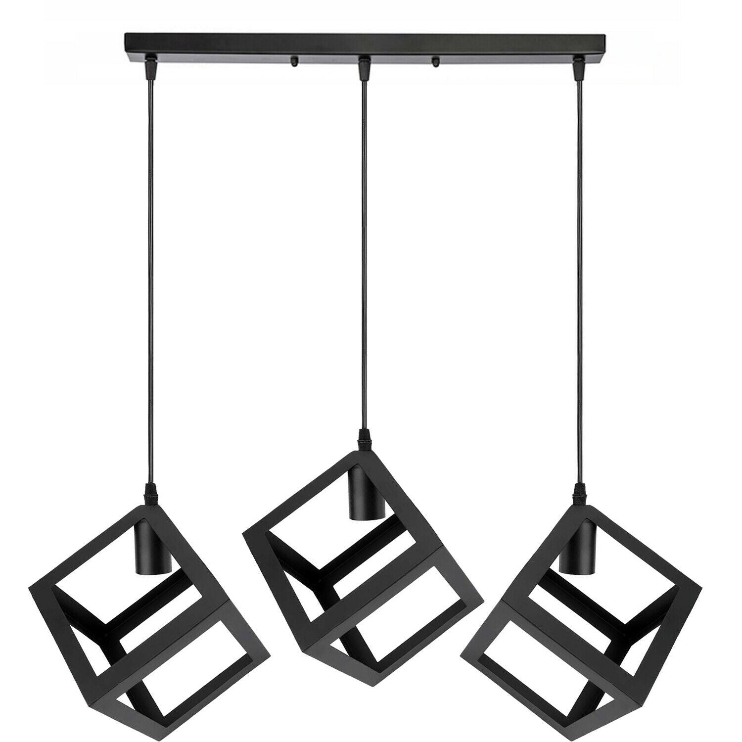3 Cluster Pendant Light in Black Square Shape ~1256