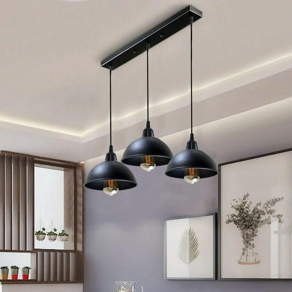 Industrial Adjustable 3 Head Black Pendant Light