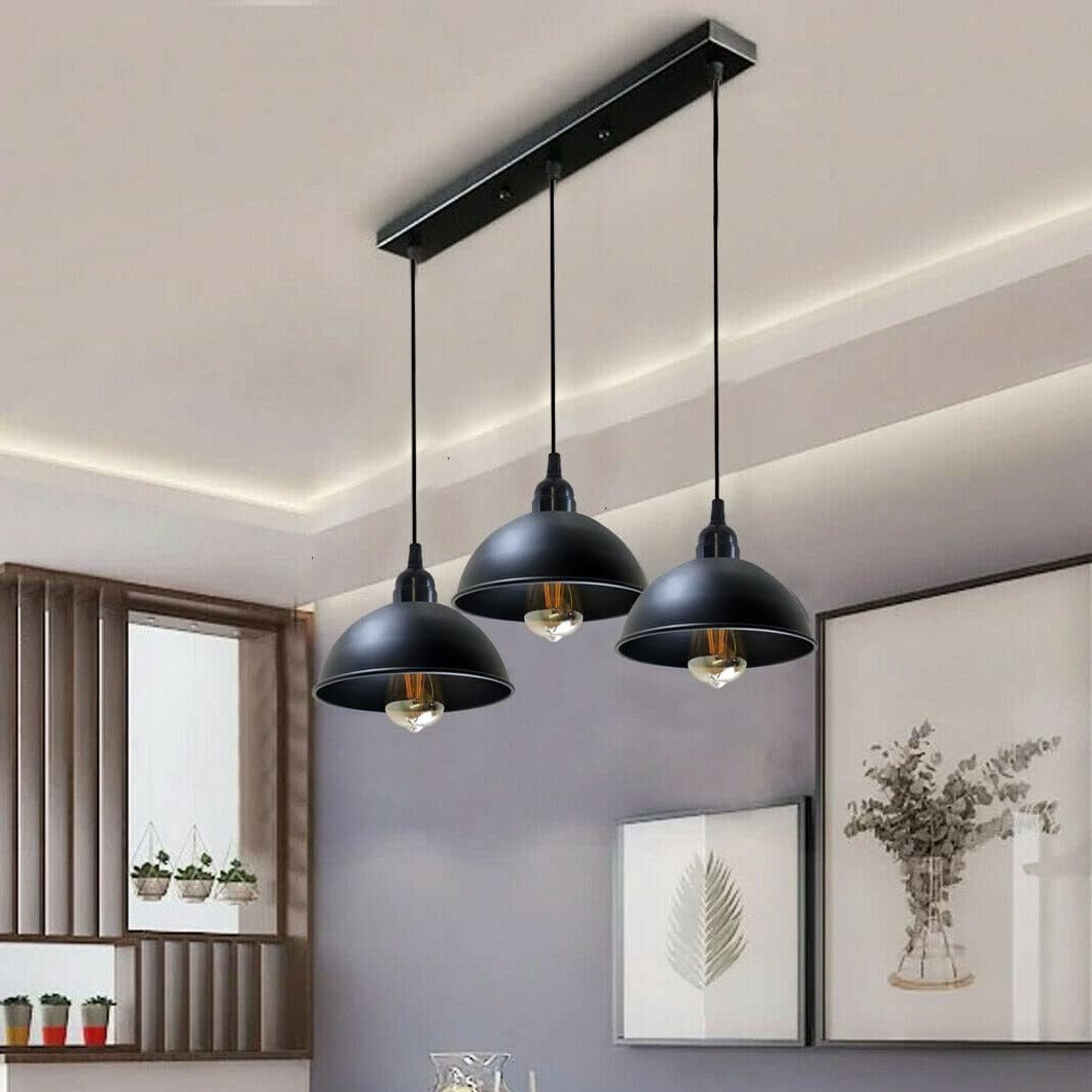 Industrial Adjustable 3 Head Black Pendant Light