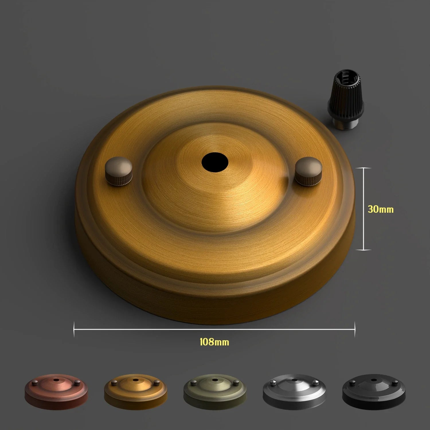 108mm Single Outlet Drop Metal Front Fitting Ceiling Rose