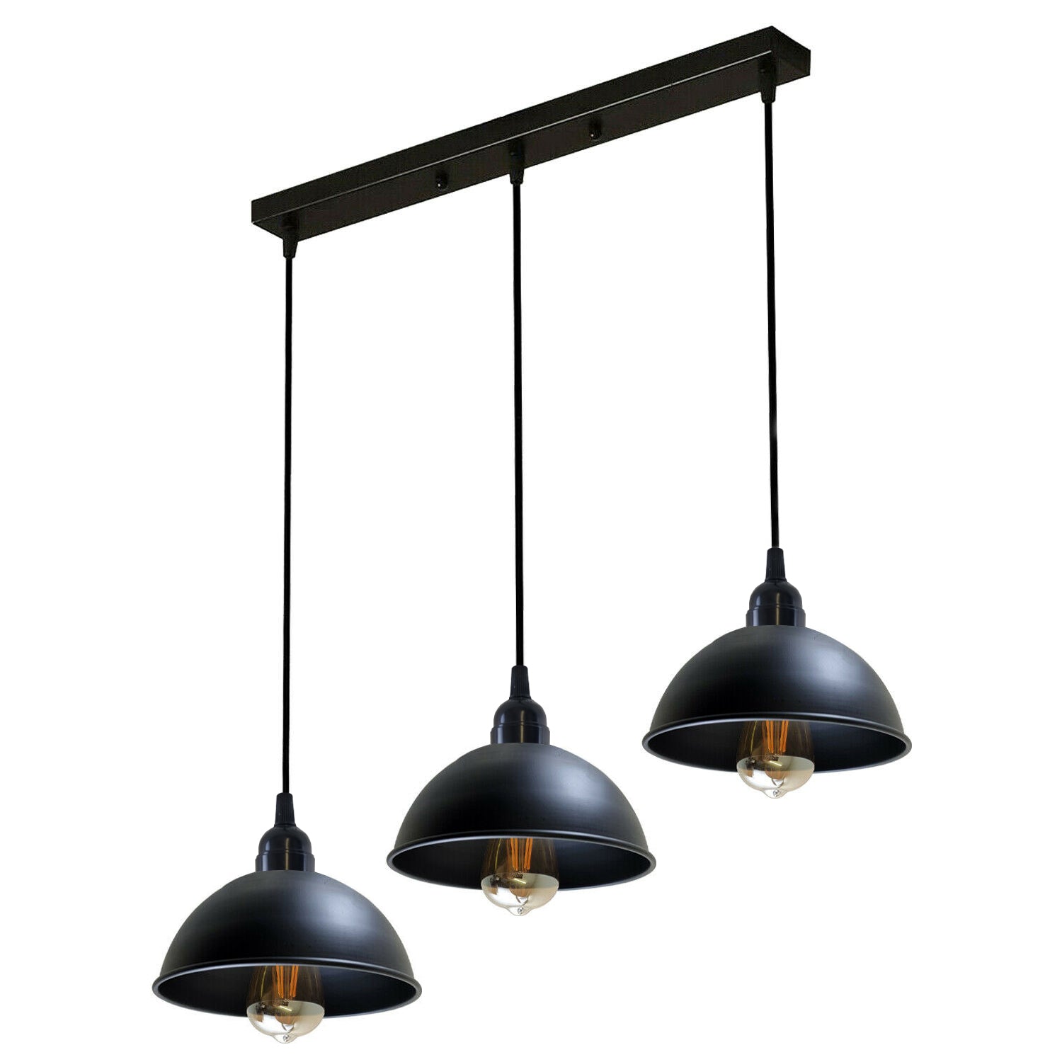 Industrial Adjustable 3 Head Black Pendant Light