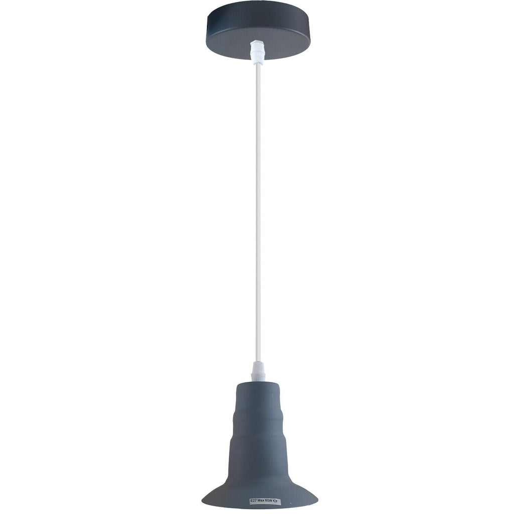 Grey Ceiling Light Fitting Industrial Pendant Lamp Bulb Holder