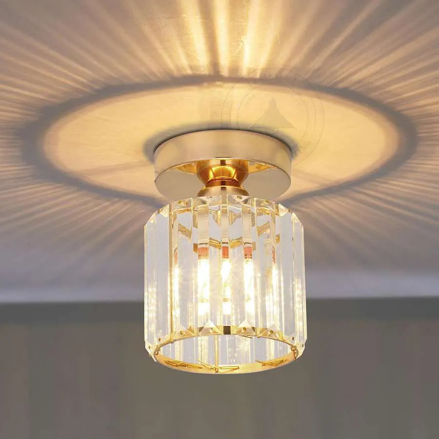 Crystal Semi Flush E27 Ceiling Light Fixture Round Fitting Chandelier Lamp