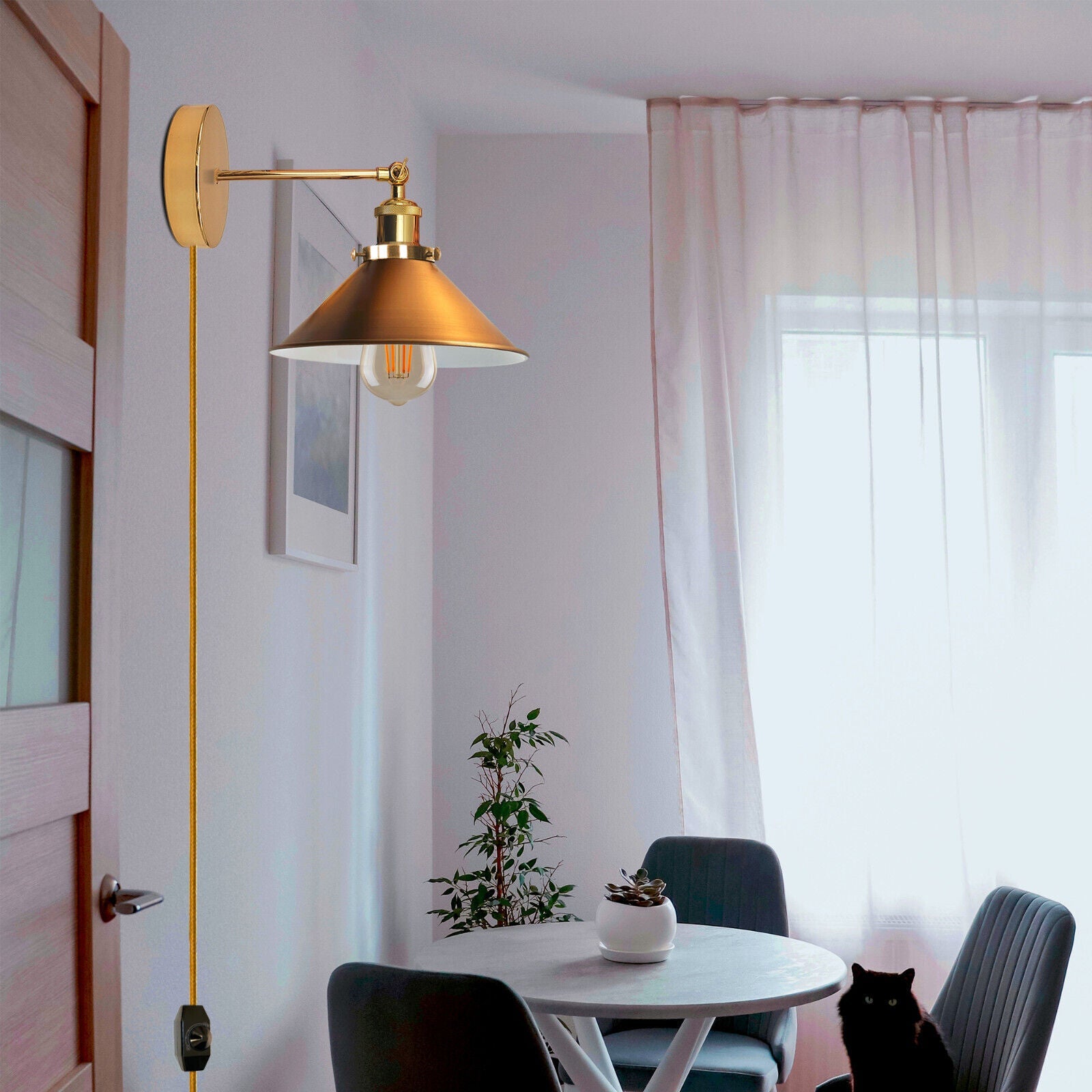 Cord plug in pendant light with dimmer switch