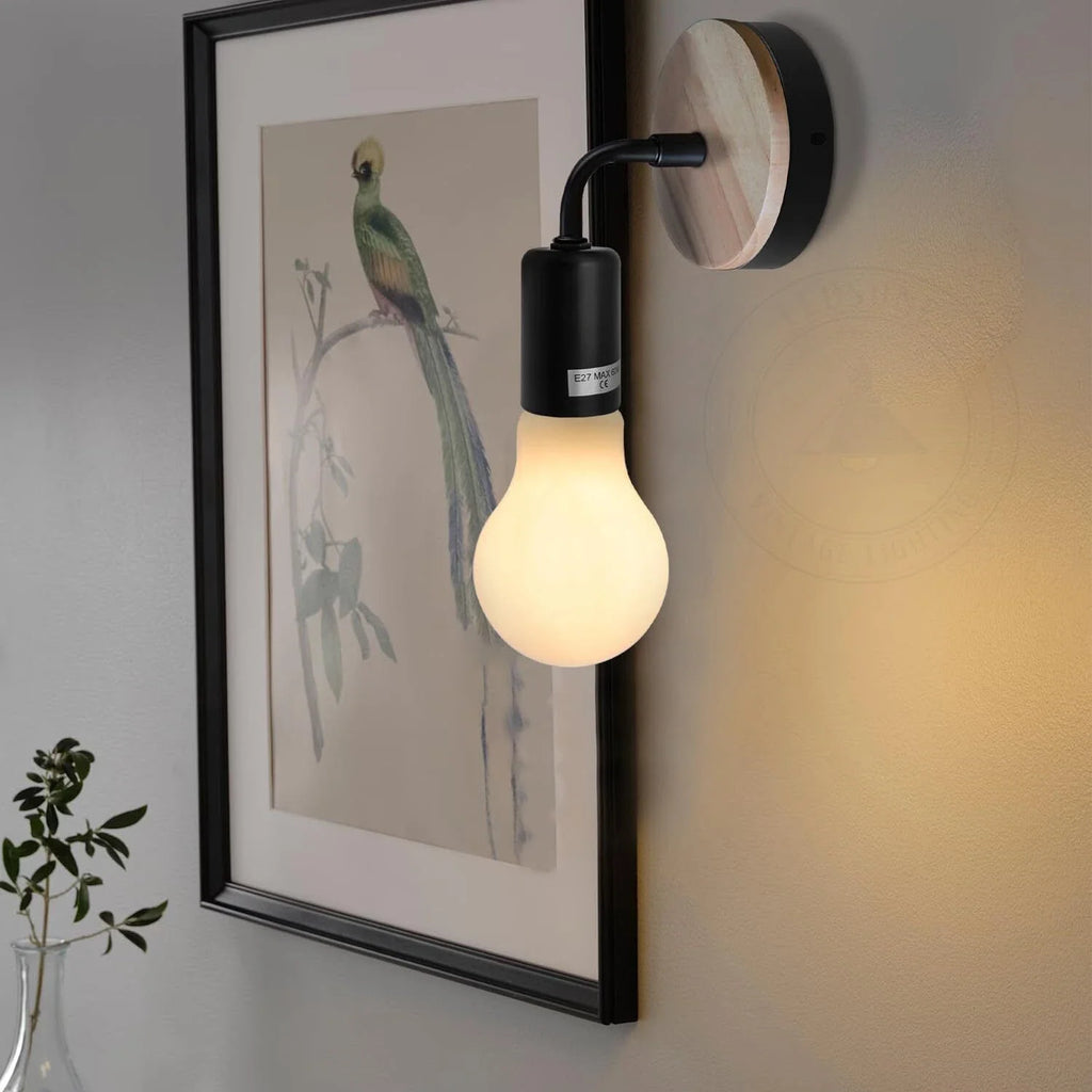 Wood Bedside Wall Lamp