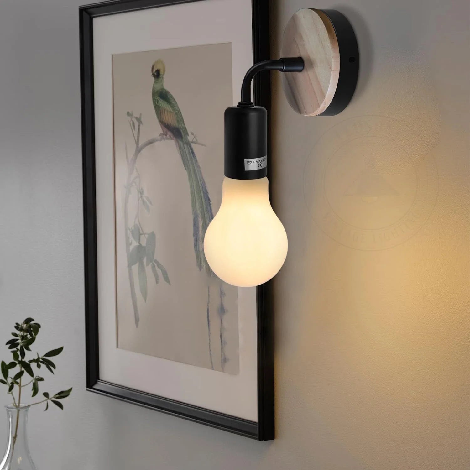 Wood Bedside Wall Lamp